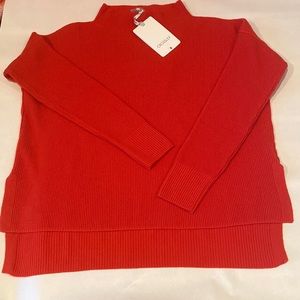 NEW BNWT Crossley exposed seams red oversized boxy wool sweater Italy size XS